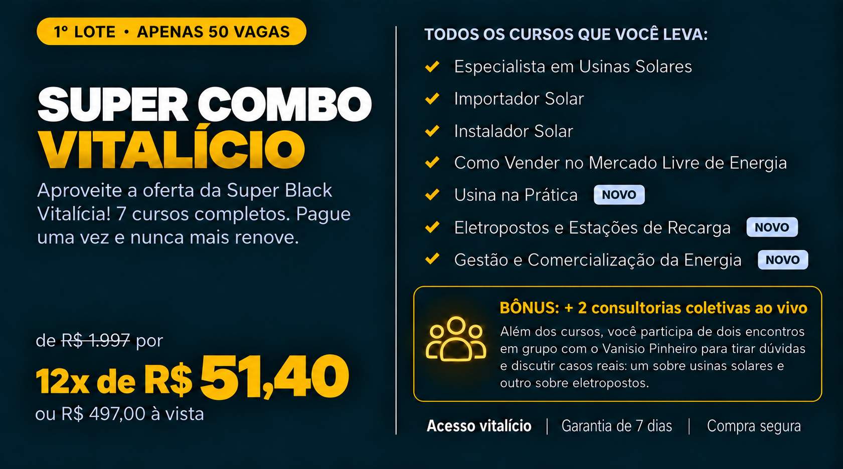 SUPER COMBO VITALÍCIO 2026 - Acesso aos 7 Cursos Vitallícios